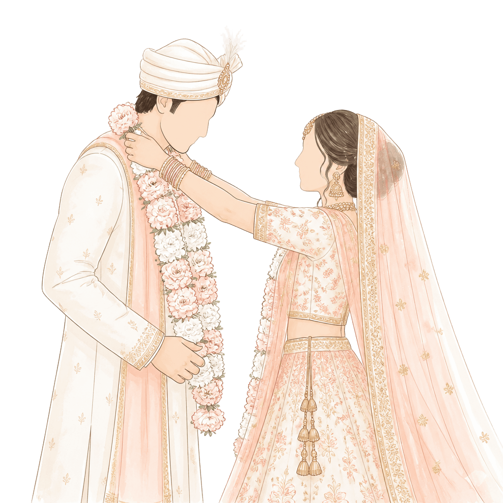 Bride and Groom exchanging garlands